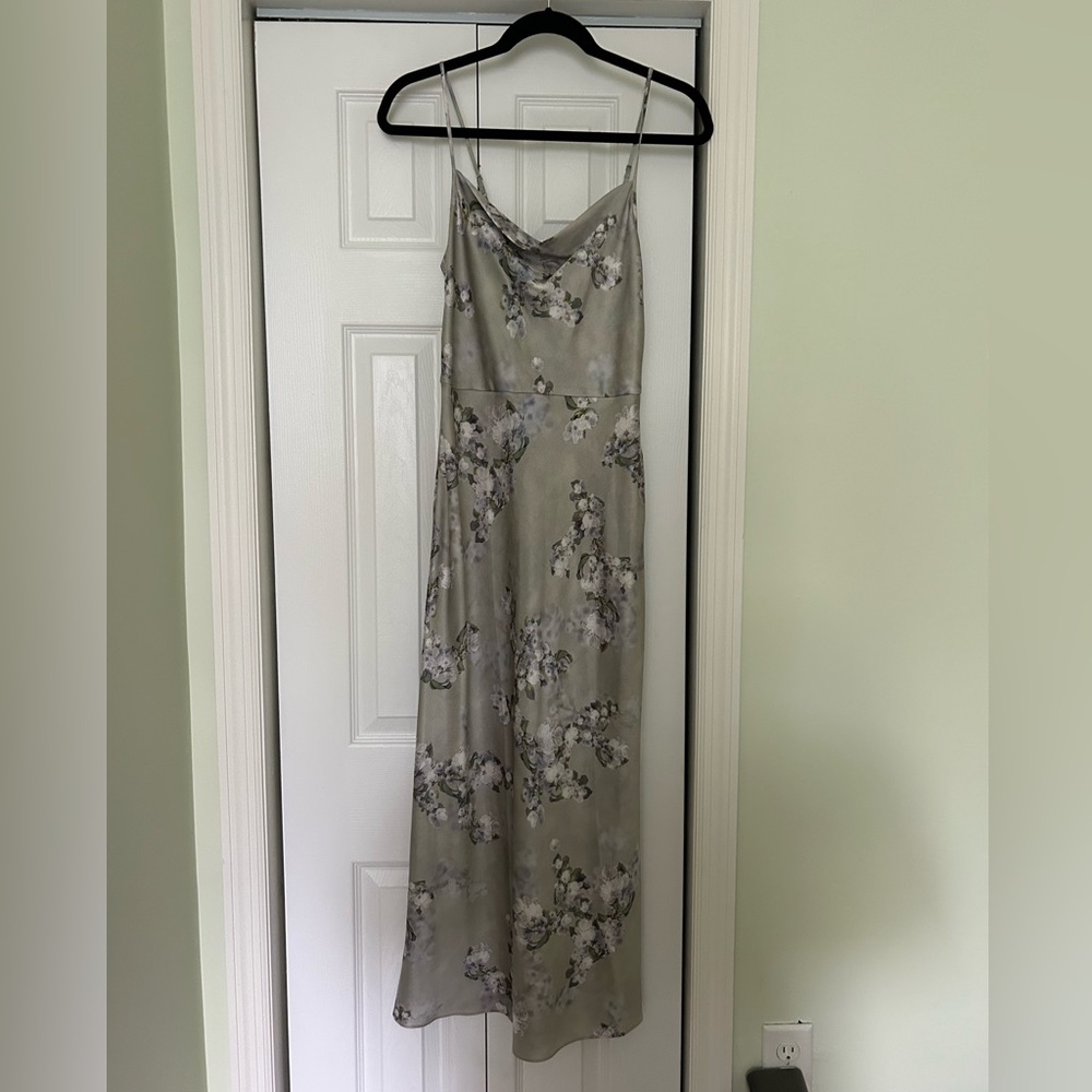 Vince Gray Sleeveless Spaghetti Strap Slip Maxi Dress